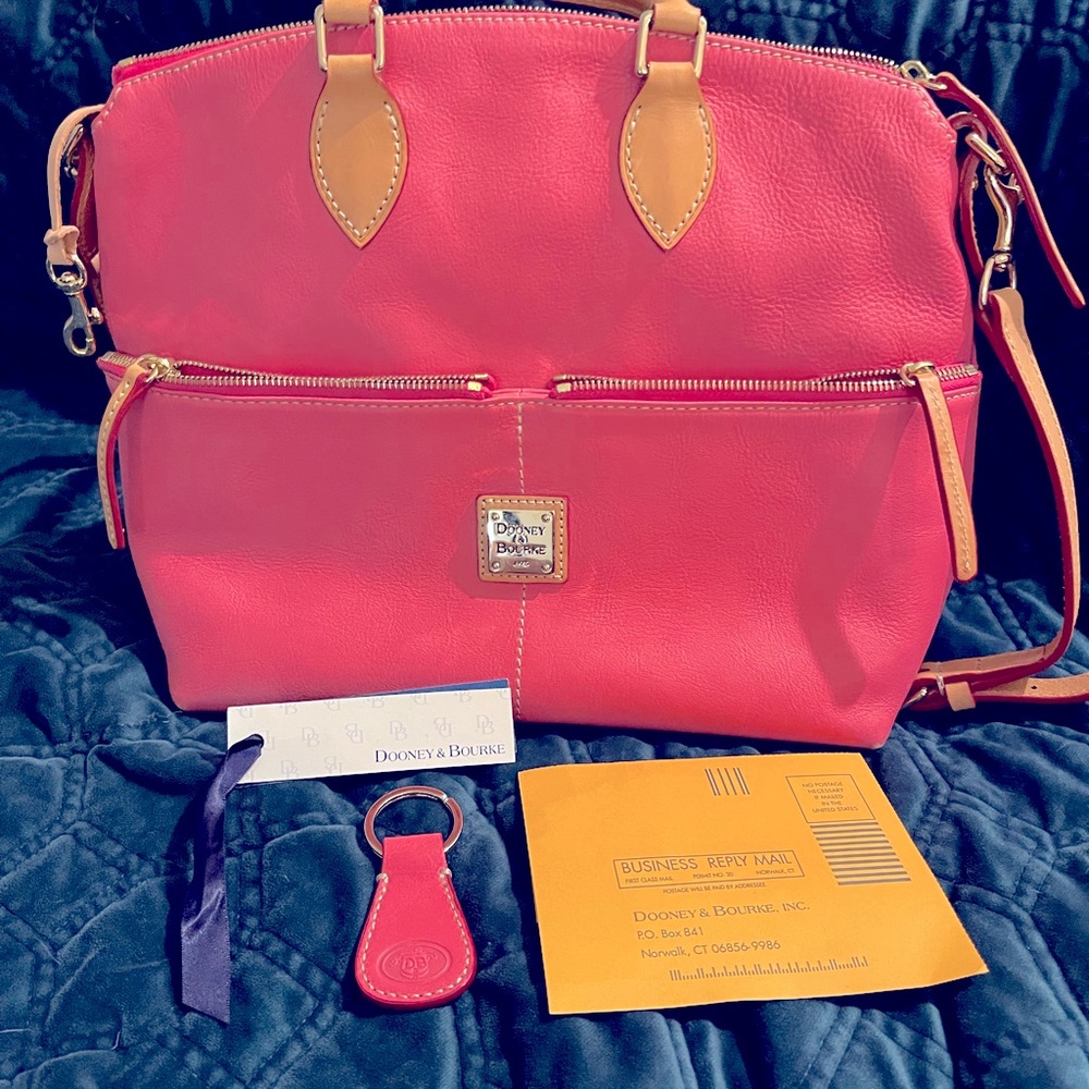Authentic Barbie edition pink Dooney and Bourke pocket satchel leather tags